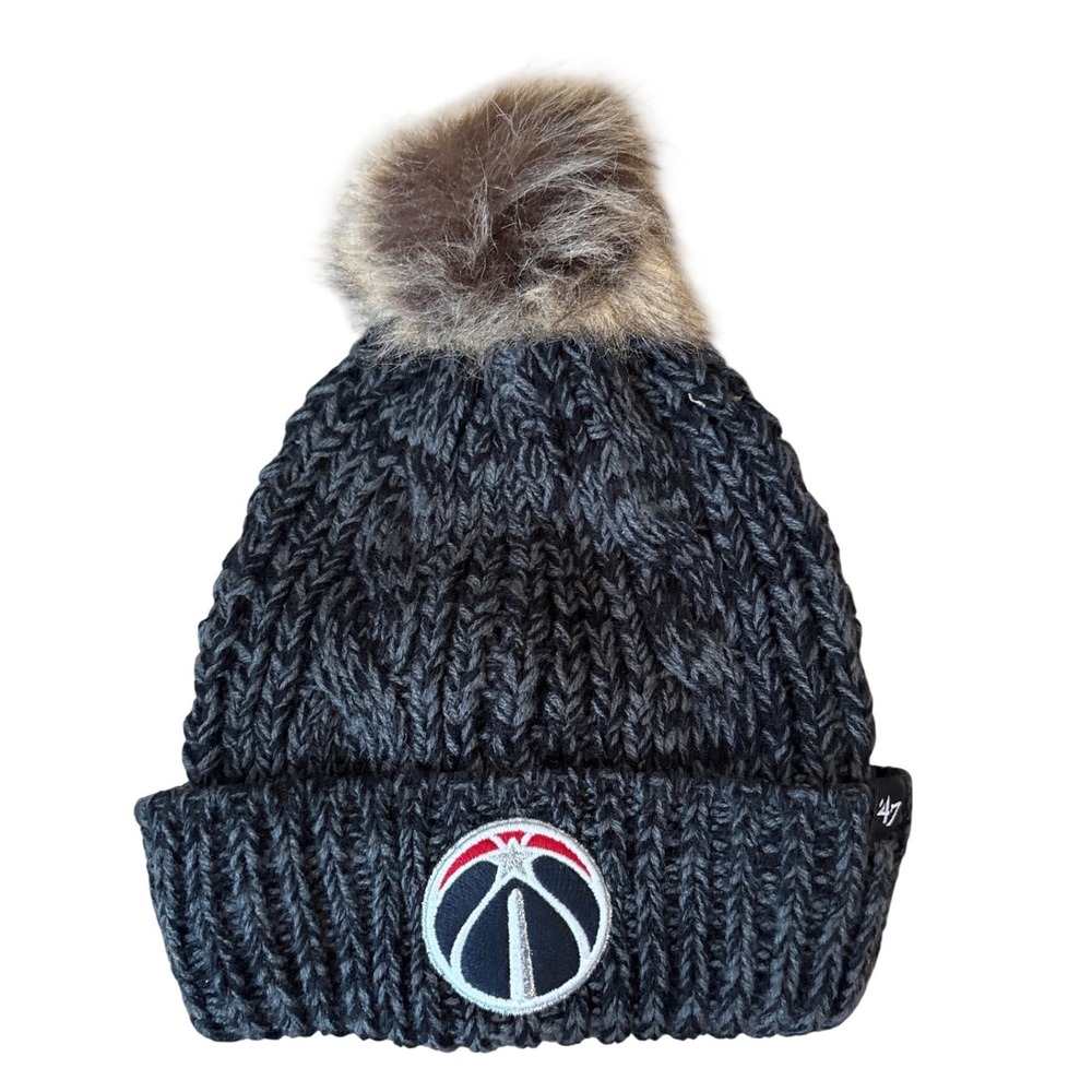 47 Brand Beanie Women Charcoal Washington Capitals Pom Knit Hat SIZE OS NWT